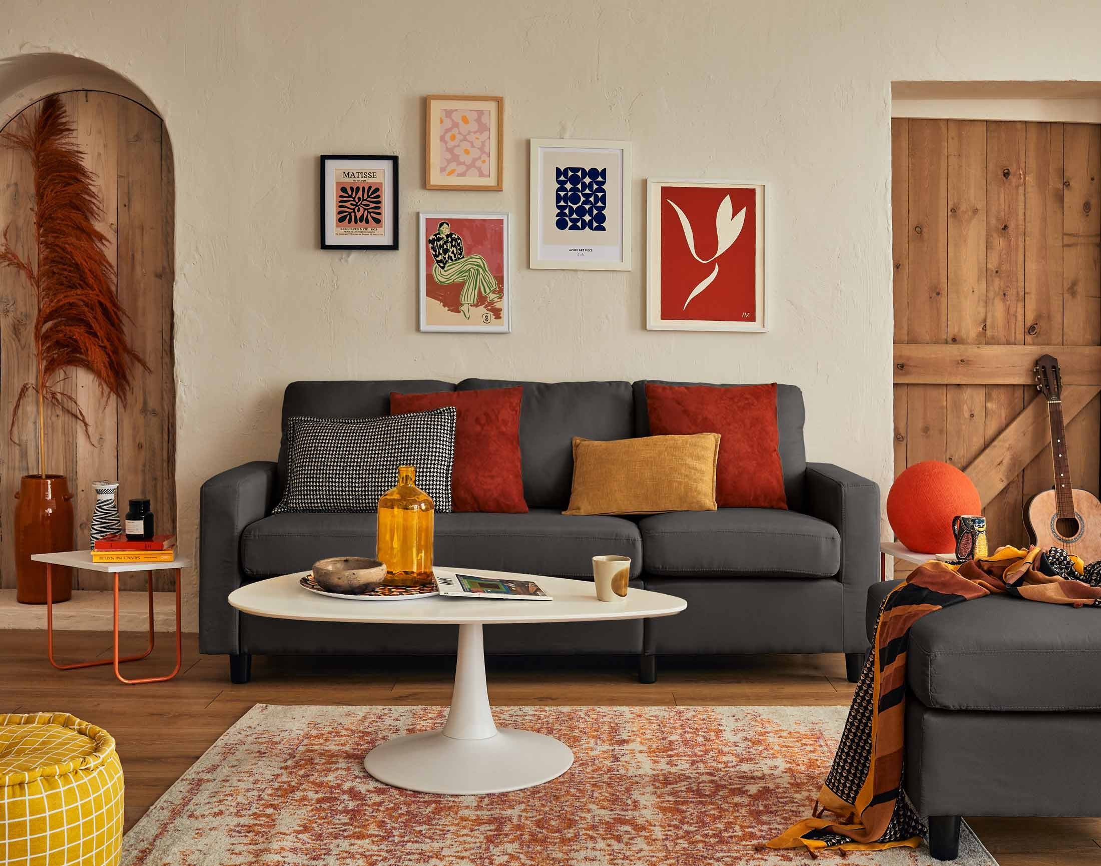 Canapé d'angle réversible 4 places en tissu gris foncé - VIANON - Best Mobilier - 6