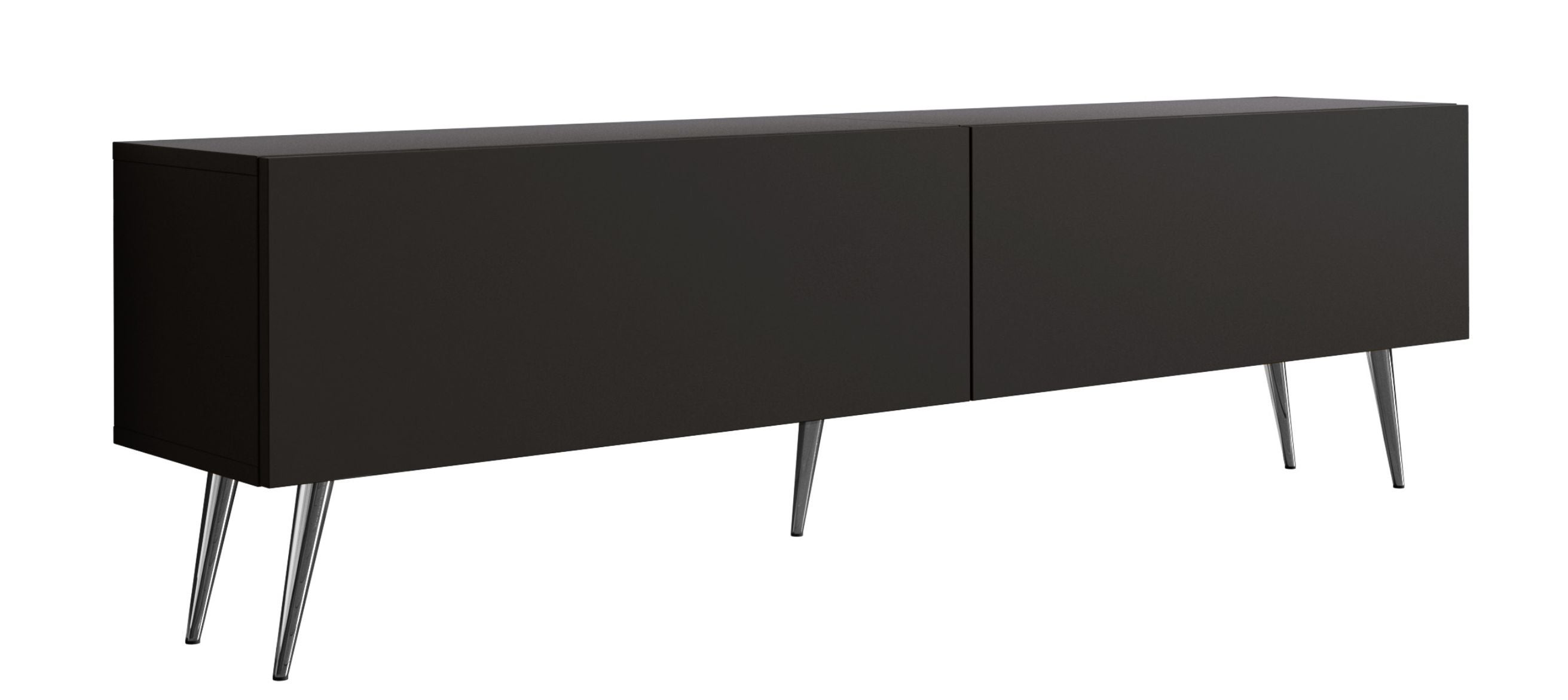 Szafka RTV : Czarny Matowy, nogi chrom, 170 x 32 x 52 cm