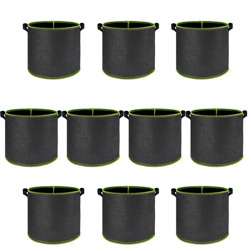 10 sztuk worków do uprawy roślin, zagęszczone włókninowe worki do uprawy, czarny brzeg 30*25cm podwójne uchwyty (5 galonów)