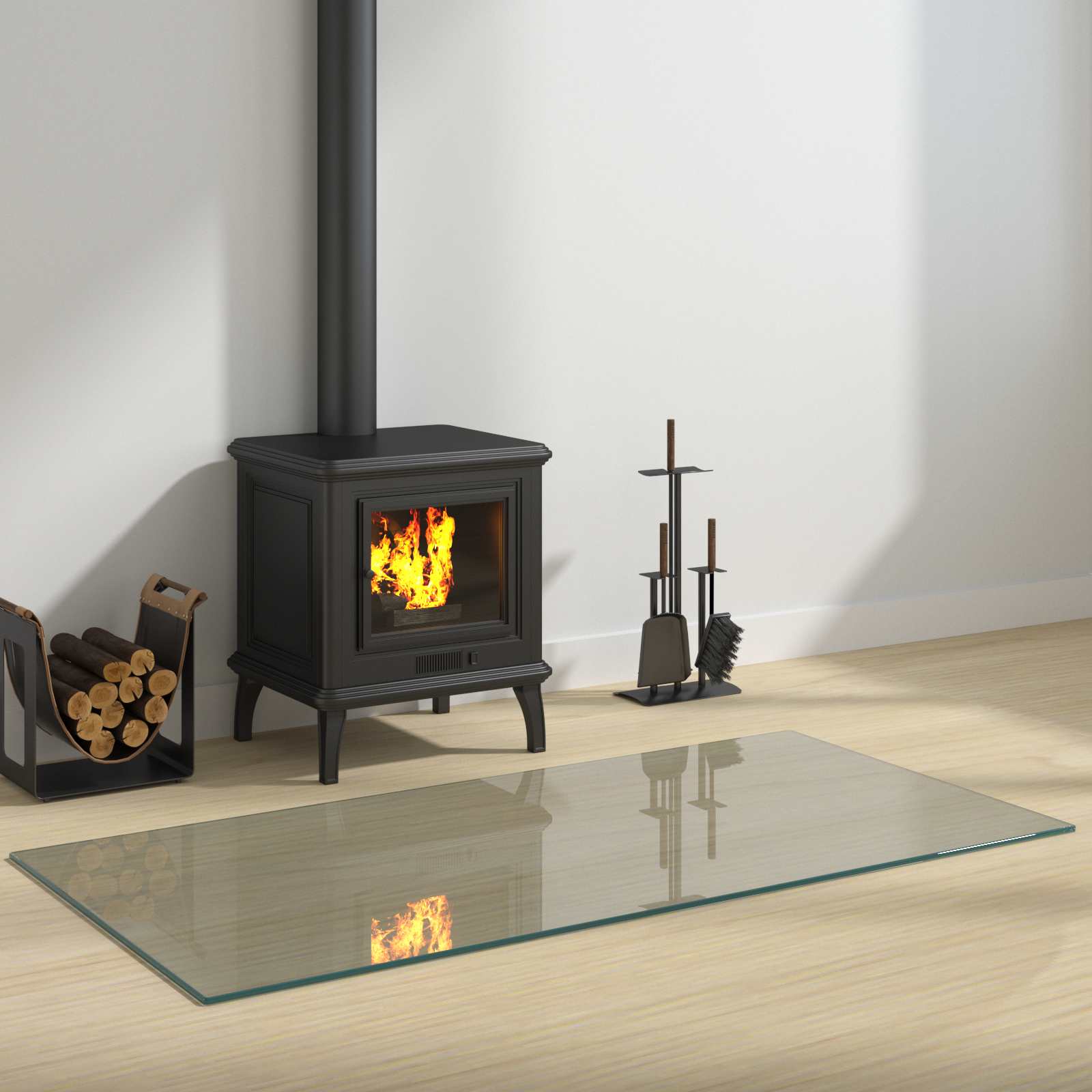 Placa de vidrio para chimenea transparente 120 x 60 cm cristal
