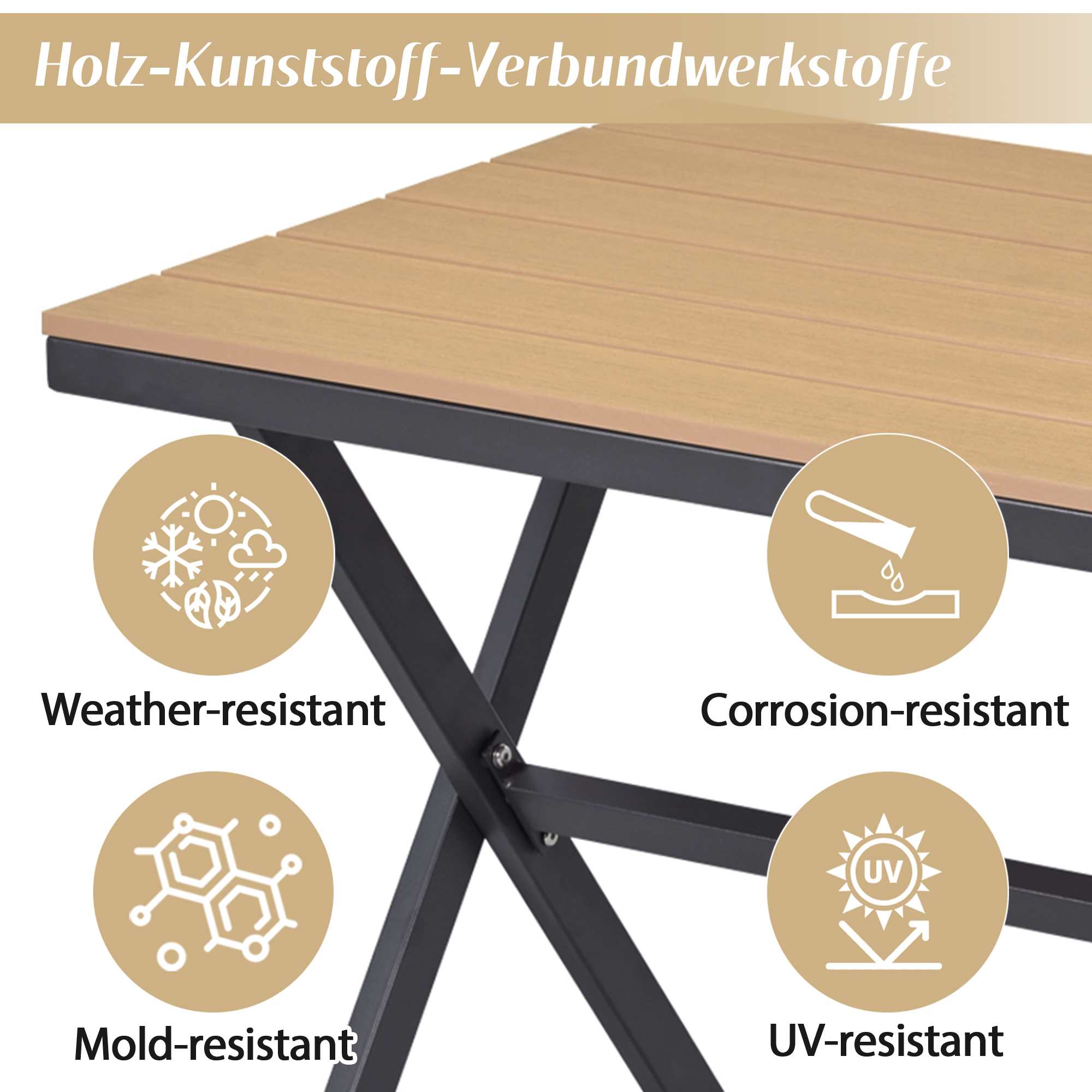 Ensemble de Salle à Manger de Jardin 4 Pièces avec Canapé d’Angle, Table et 2 Tabourets – Gris Beige - 7