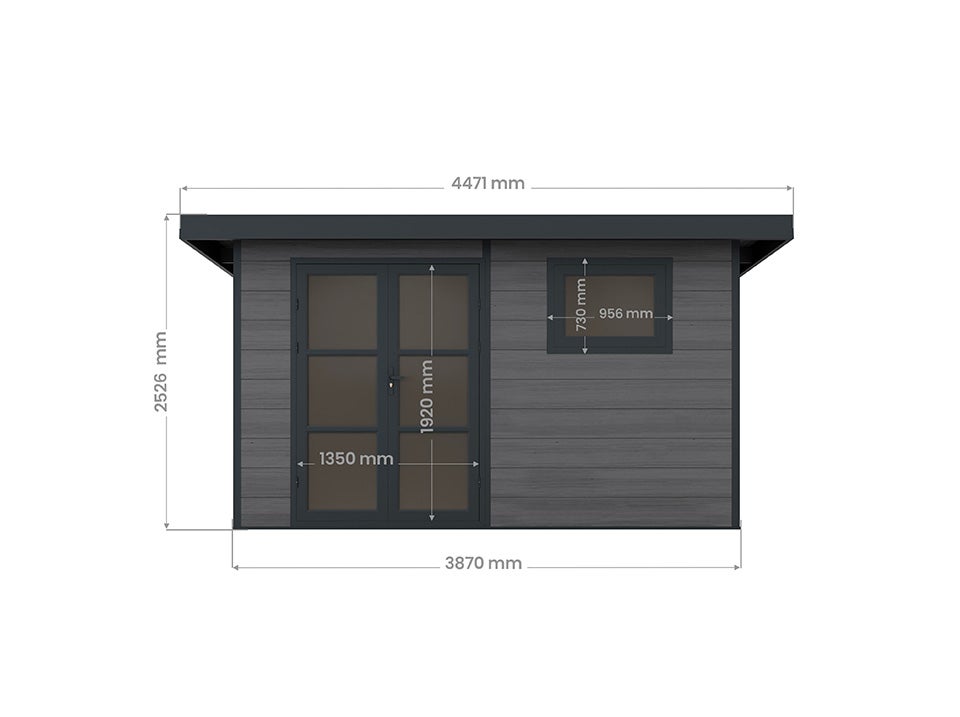 Caseta de jardín de composite ALMA - 11m2 Gris - Grosor de lamas: 28mm - Garantía 20 años - Carpintería de aluminio - Caseta de jardín - 6