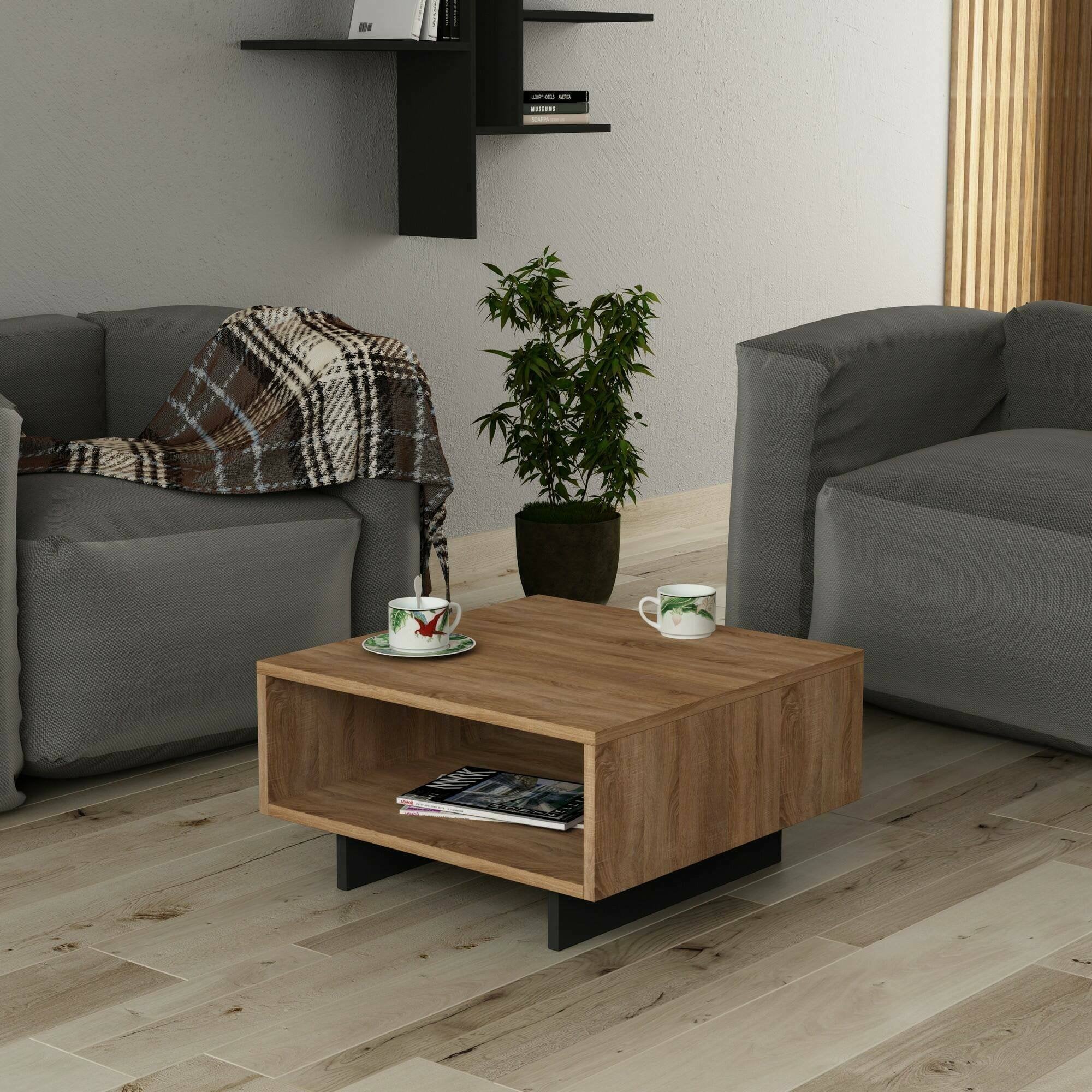 Tavolino Portariviste Polyh: Elegante E Salvaspazio, Bianco, 60x20x60 Cm, Perfetto Per Soggiorno E Cucina