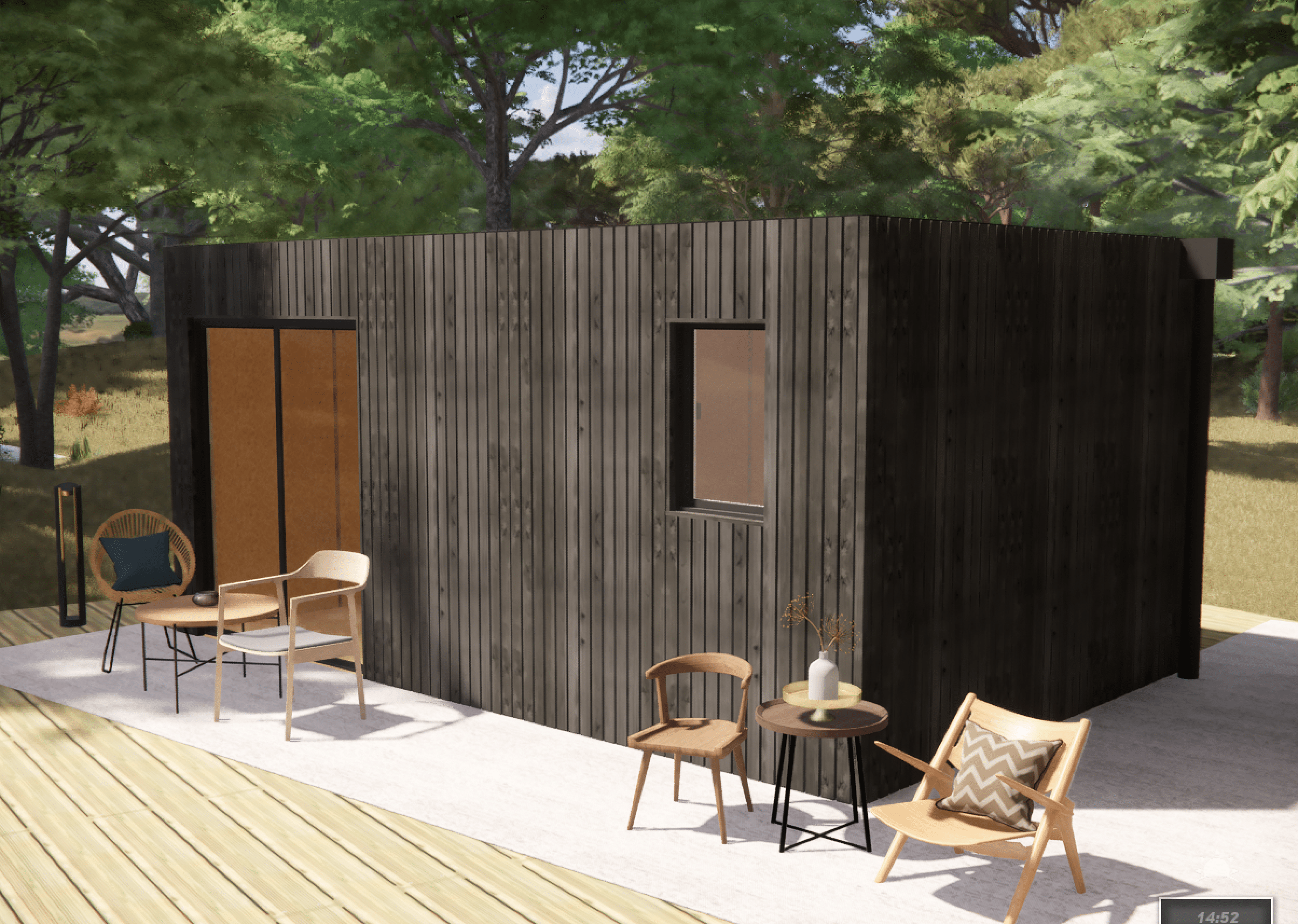 Studio de jardin ossature bois en bois 5,5 x 3,5 x 2,7 m avec plancher isolé / menuiseries alu k-line - 6