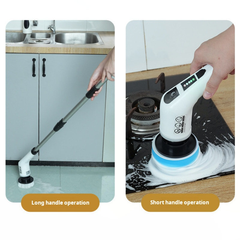Brosse de nettoyage électrique sans fil, Autolaveuse électrique rotative, Nettoyeur électrique, Brosse de douche avec 9 têtes de brosse remplaçables - 6