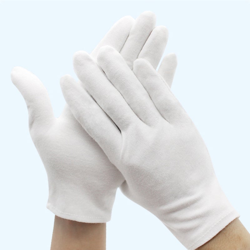 12 paires de gants en coton respirants, doux et hypoallergéniques pour le travail, l'hydratation cosmétique et l'inspection de bijoux. - 8