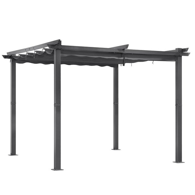 Pérgola de aluminio para jardín 3x3m, tejido de poliéster de alta densidad impermeable y resistente a los UV, gris, Angel Living