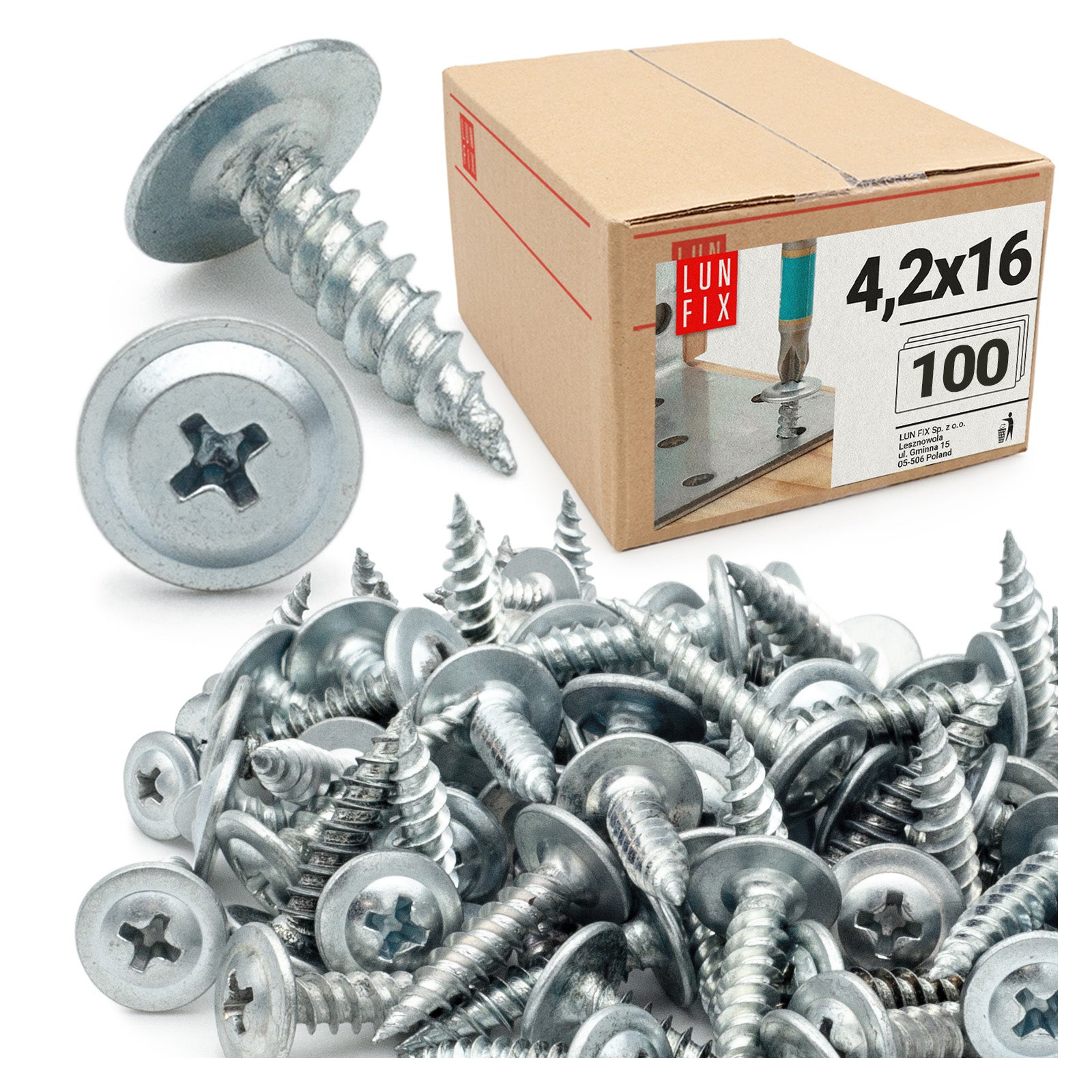 Wkręty do metalu z łbem podkładkowym 4,2x16mm 100szt.