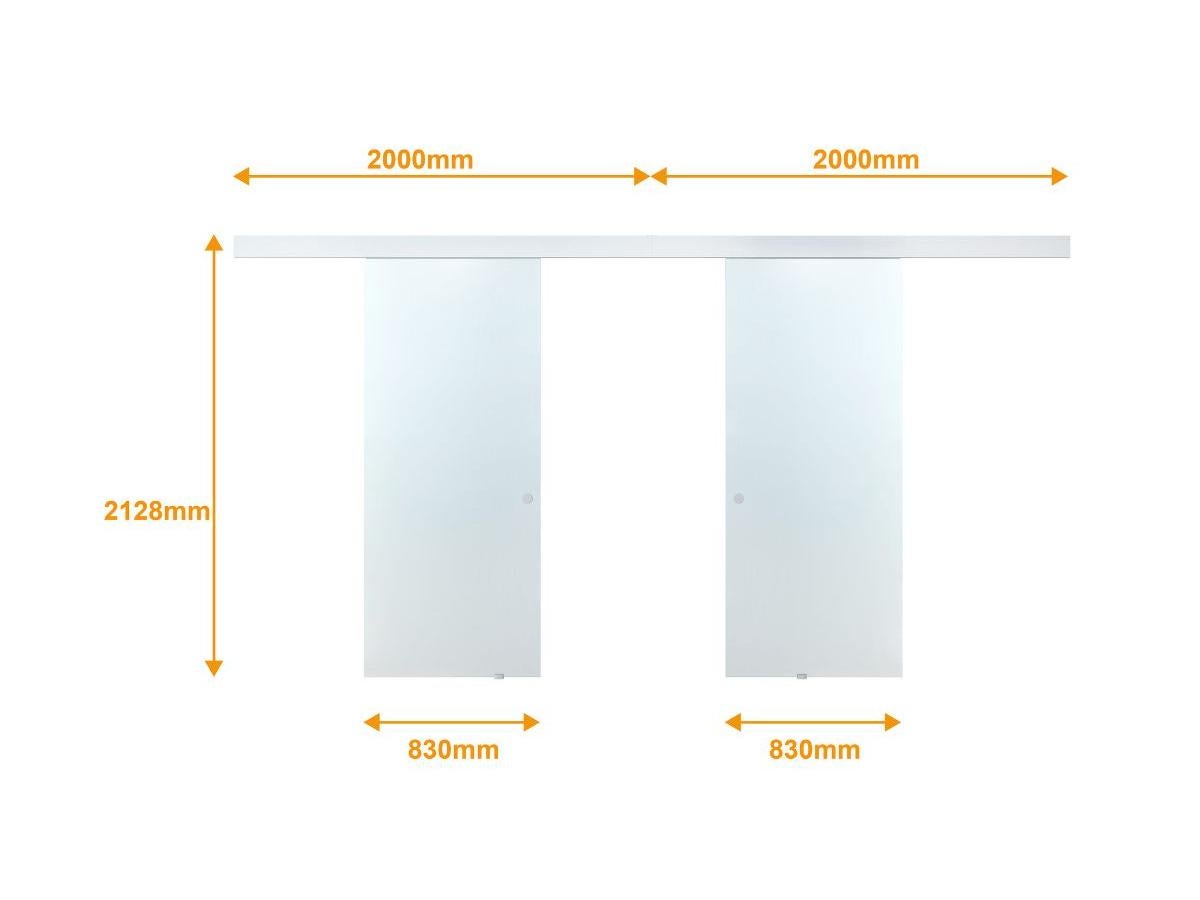 Doppia porta scorrevole - 2 x H205 x L83 cm - Vetro temperato - ALINA - 6