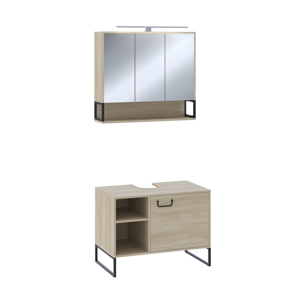 Vicco Zestaw mebli łazienkowych Vionna, Dąb/czarny, 2 części