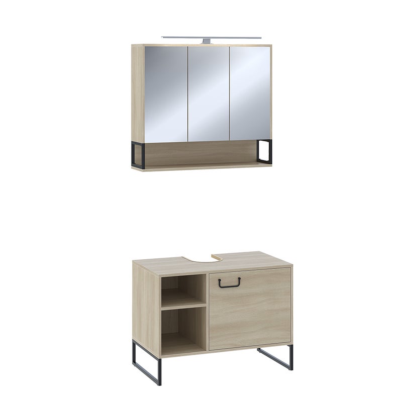 Vicco Zestaw mebli łazienkowych Vionna, Dąb/czarny, 2 części