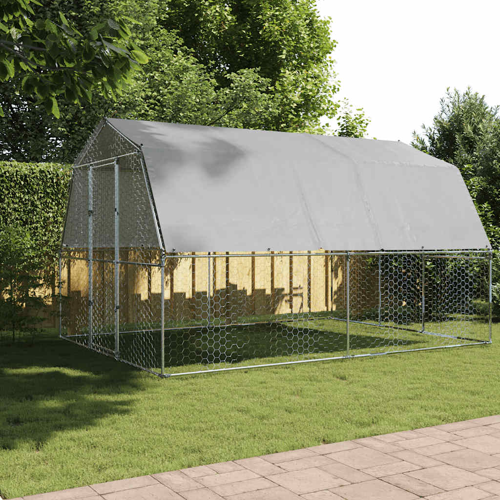 Galinheiro com telhado e porta aço galvanizado prata - COMFORTXL - 3