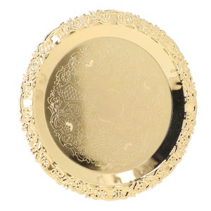 Simmer Stone Vassoio decorativo, rotondo in plastica con manici, moderno vanità e servizio per ottomana, tavolino, cucina e bagno, dimensioni 33 cm, arancione