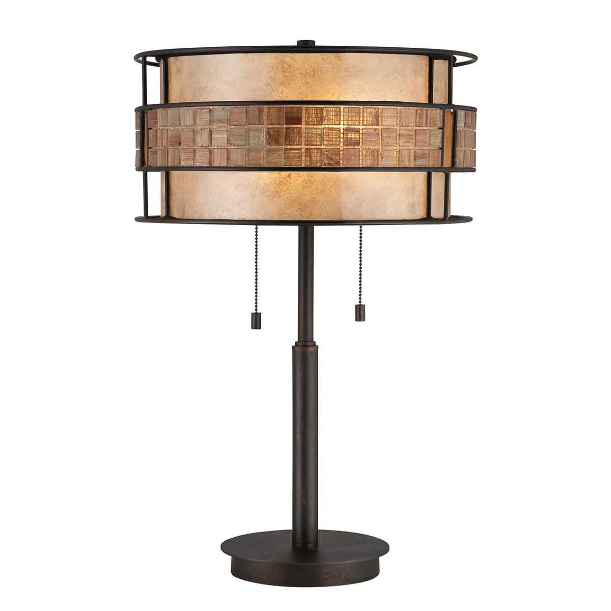 Lampa stołowa brązowa mozaika mika minerał Laguna E27 60W Quoizel