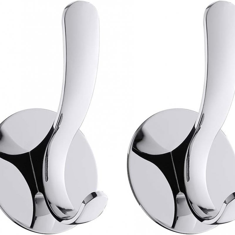 Samoprzylepny wieszak na ręczniki, wieszak na szlafrok ze stali nierdzewnej bez wiercenia, polerowana powierzchnia do łazienki i kuchni, 2 sztuki