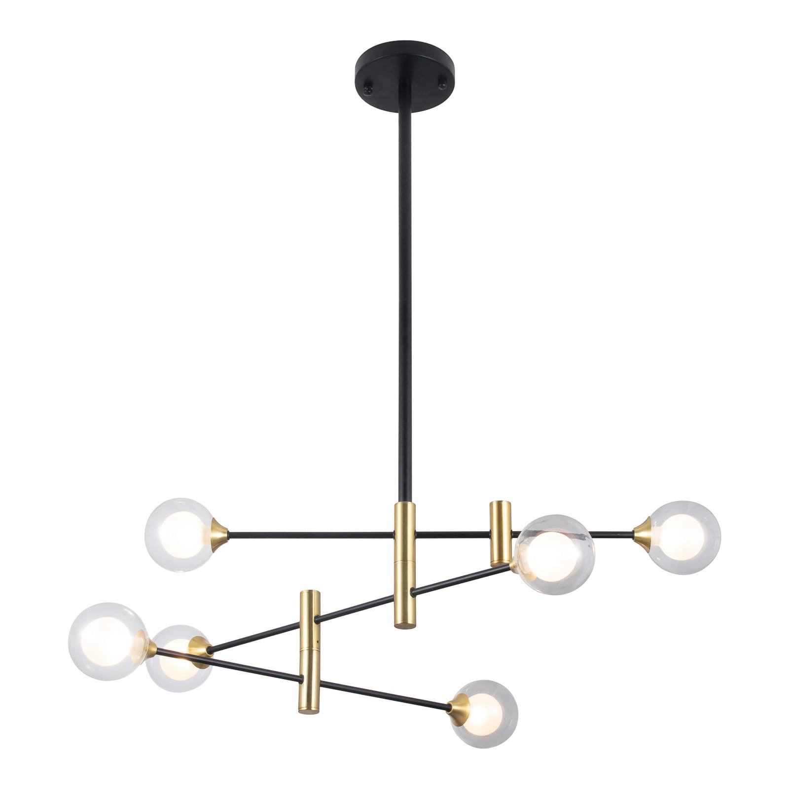 Lampa wisząca MARINO czarno-mosiężny-przezroczysty 6 x G9 x 25W wym:95x84x84cm Italux