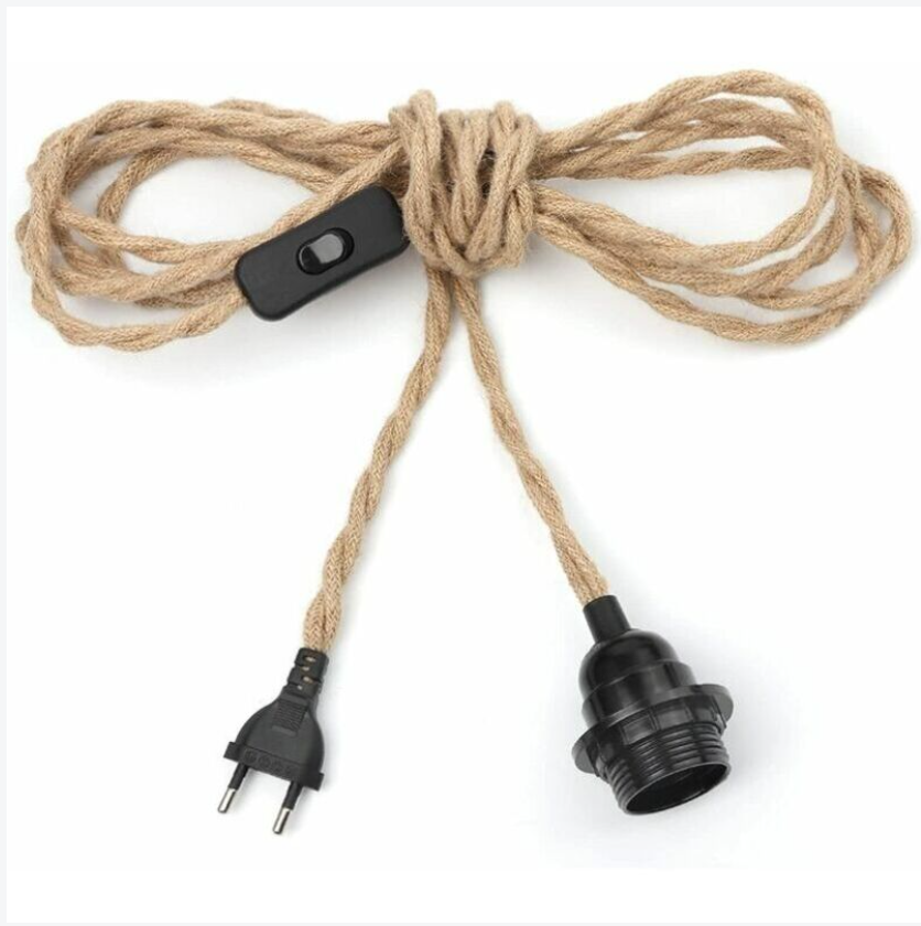 2 paires de câbles de ficelle de lustre 4,5 m, interrupteur de douille E27 avec cordon de câble d'ampoule pour lustre bricolage lustre industriel doui - 2
