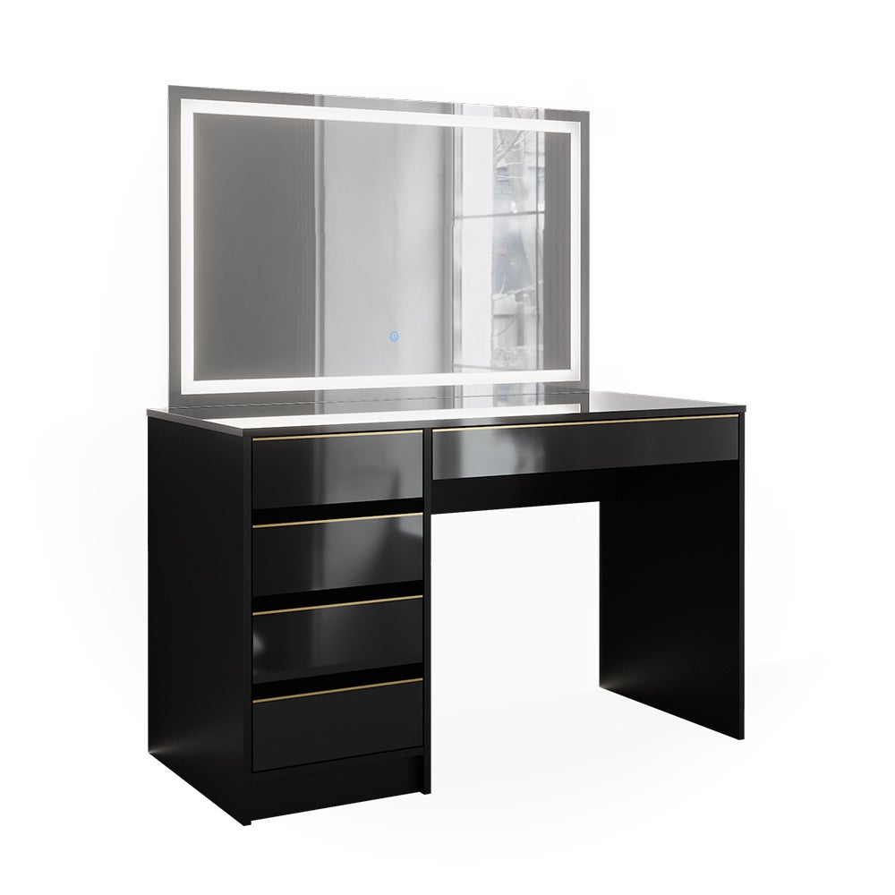 Vicco Toaletka Sherry, Czarny/złoty, 120 cm z lusterkiem LED