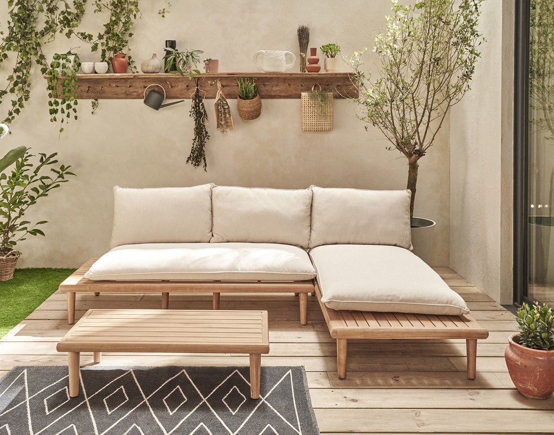 Salon de jardin en Bois Marron 4 personnes - 7