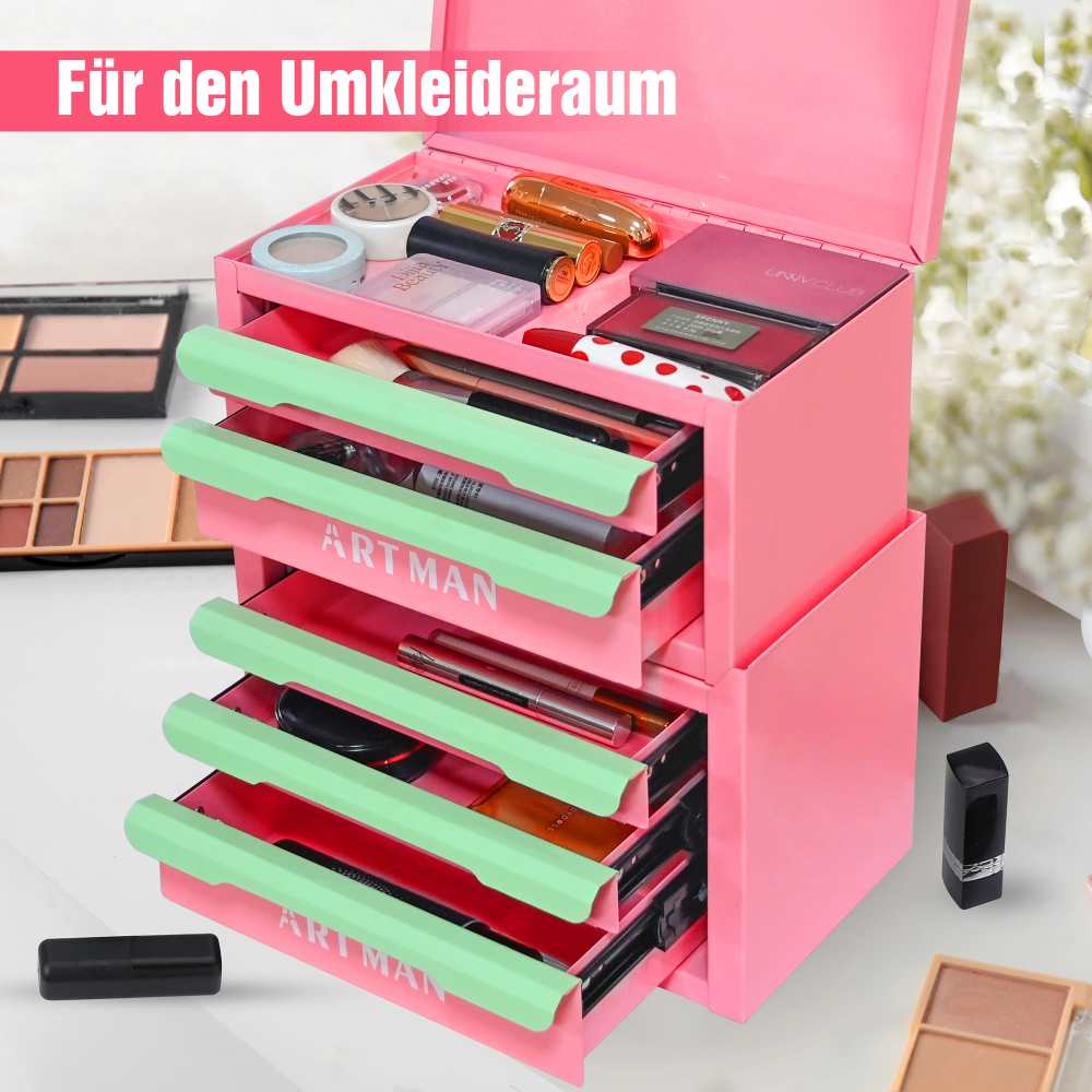 Boîte de rangement empilable 5 tiroirs – Organisateur maquillage multifonction en métal, étanche, design élégant - 8