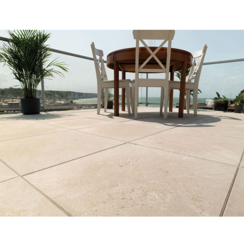 Dalle terrasse béton composite recyclé 50x50x3 cm - 7 kg : facile à poser - Sable - 2