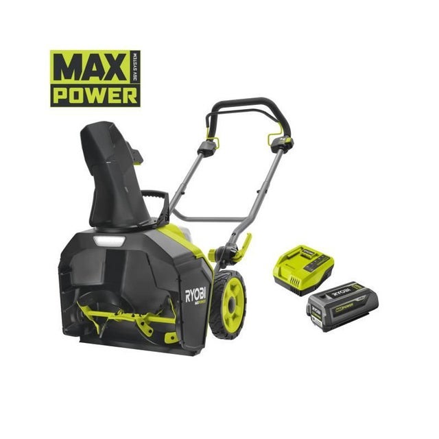 Spargisale elettrica 36V Brushless RYOBI - 45 cm - profondità pulizia 25 cm - getto max 8m - 1 batteria litio+ 36V 4,0 Ah e 1 caricabatterie rapido