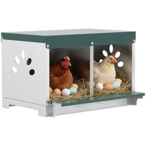 Nid de Pondoir pour Poules - 6 Compartiments - en Métal - avec Bac Récupérateur et Grille d'aération - Boîtes de Collecte d'œufs pour Montage Mural - Nettoyage Facile - 81 x