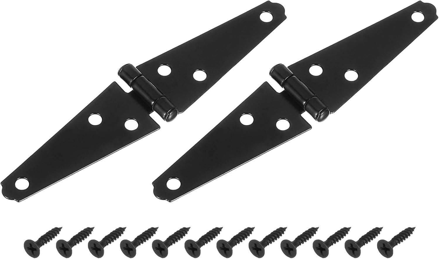Zawiasy listwowe 2-częściowe, zawiasy do drzwi szopy 3-calowe, wytrzymałe zawiasy do bram, zawiasy typu T ze śrubami do ogrodzeń drewnianych, czarne