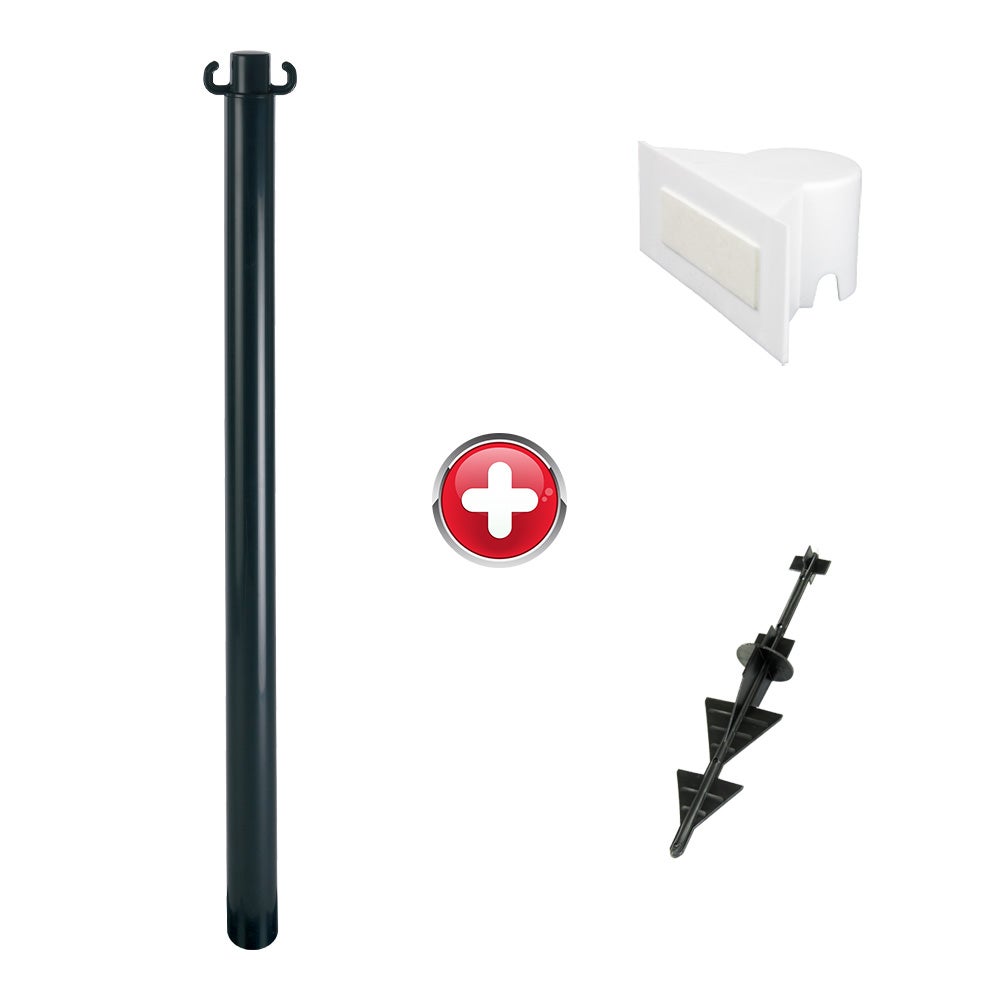 Poteau PVC grande hauteur Noir sur pointe avec support panneau ...