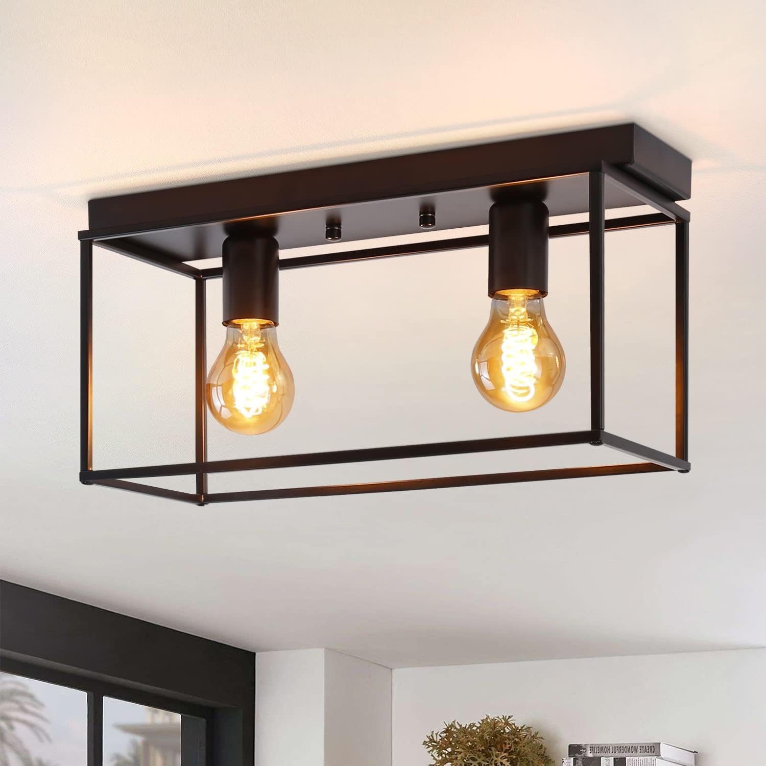nettlife-plafonnier-2-spots-e27-25w-r-tro-lampe-industrielle-noire