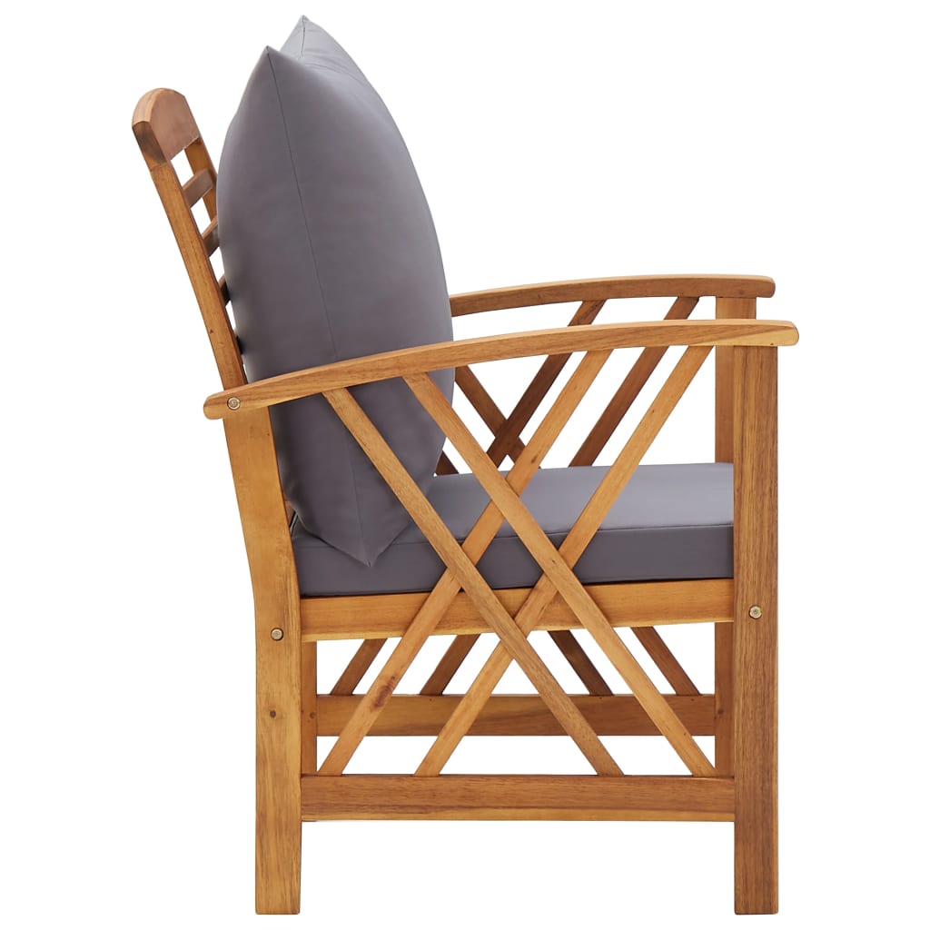 Lot de 2 Chaise de jardin avec coussin VIDAXL en Bois Gris - 4