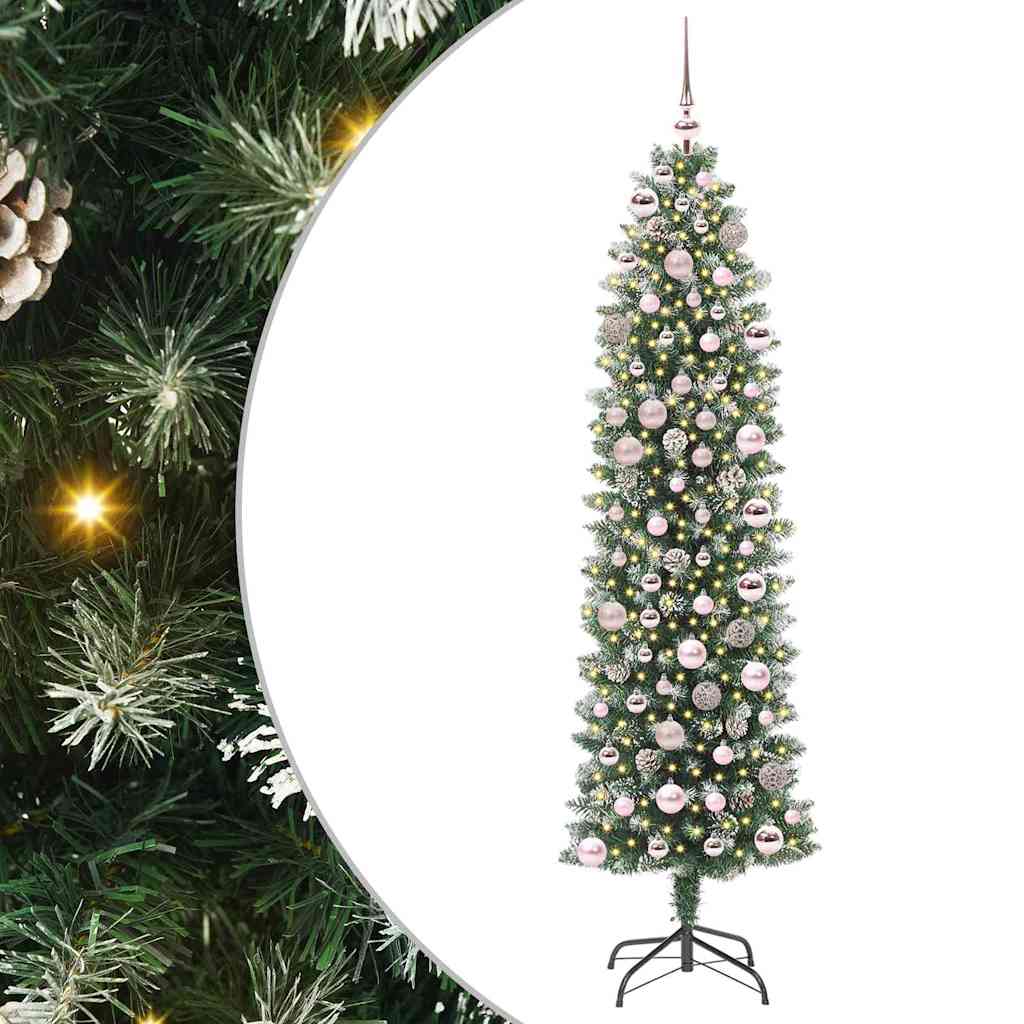 Sztuczne smukłe drzewo bożonarodzeniowe Zielono-biały 180 cm
