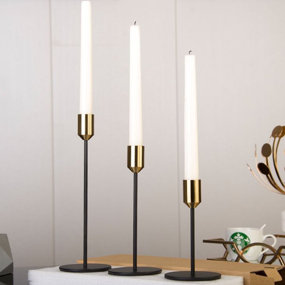 Juego De 6 Candelabros Dorados Vintage - Portavelas De Metal Alto 33/28/22 Cm, Para Decoración Navideña Y Bodas