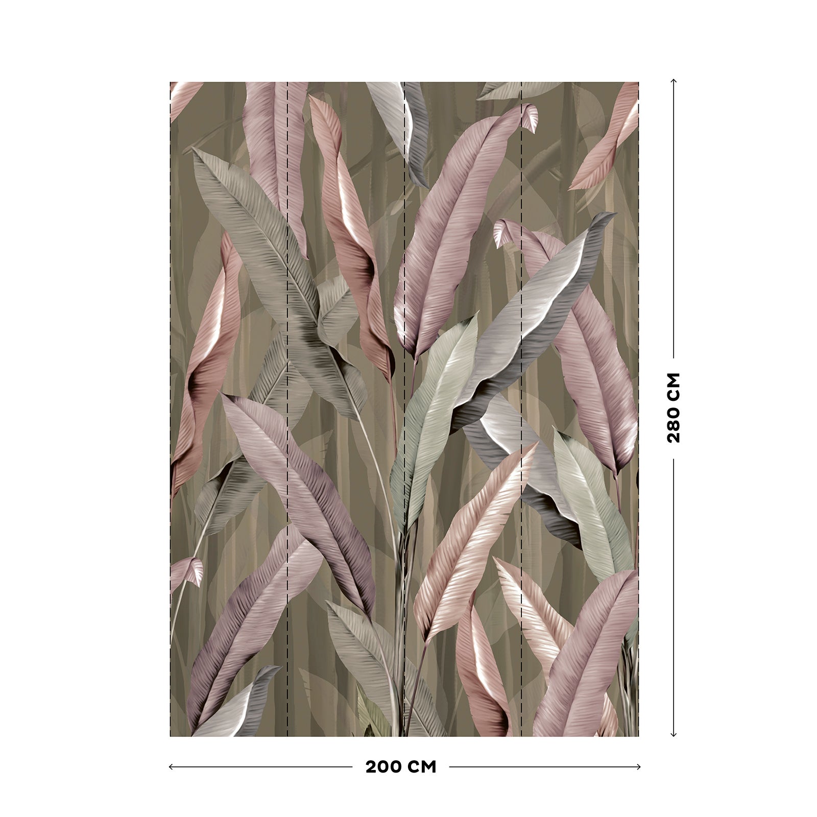 Papier peint panoramique Mur De Grandes Feuilles 280 x 200cm Multicolore - 4