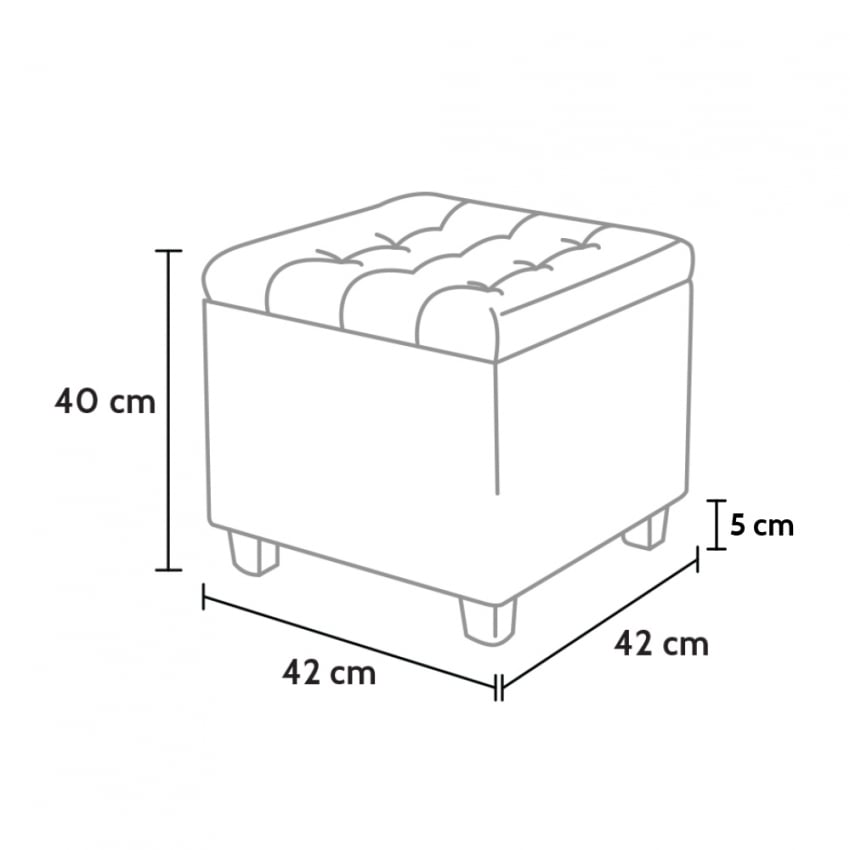 Pouf contenitore portaoggetti cuscini coperte in tessuto Coffree trapuntato - Beige - 7