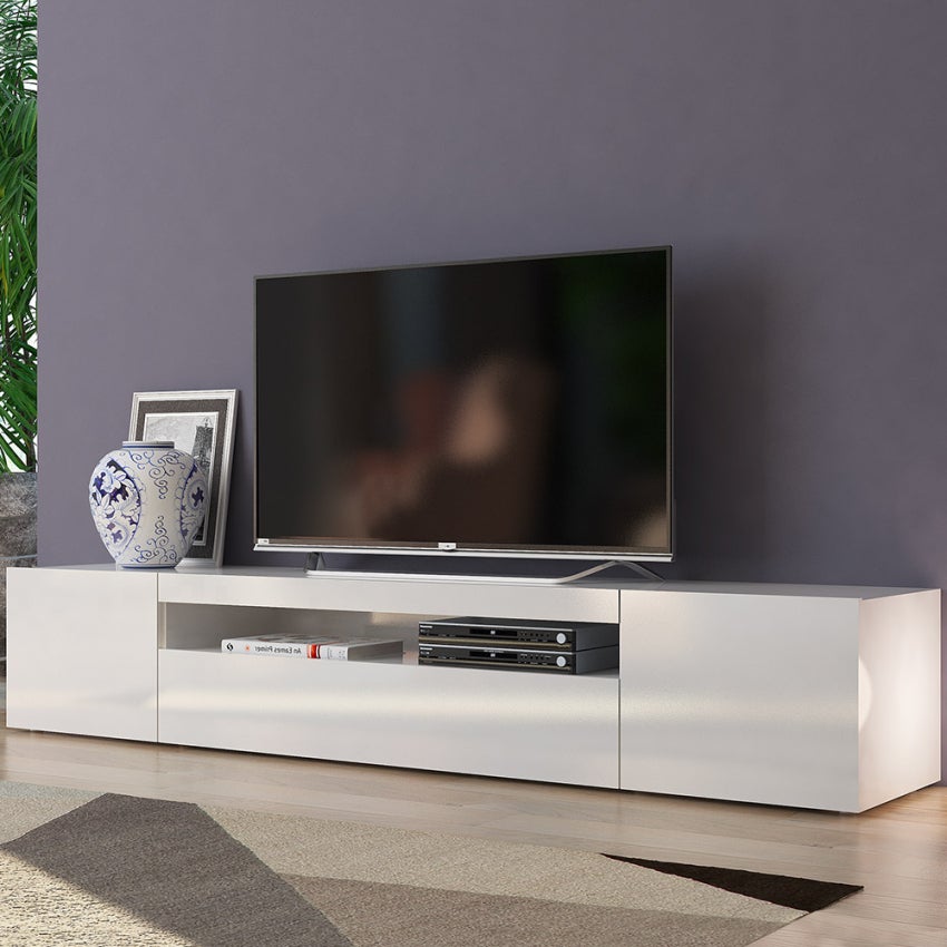 Web Furniture  Mueble Tv De Diseño Con Puertas Abatibles De Cajón 200Cm Daiquiri White L Blanco , Leroy Merlin