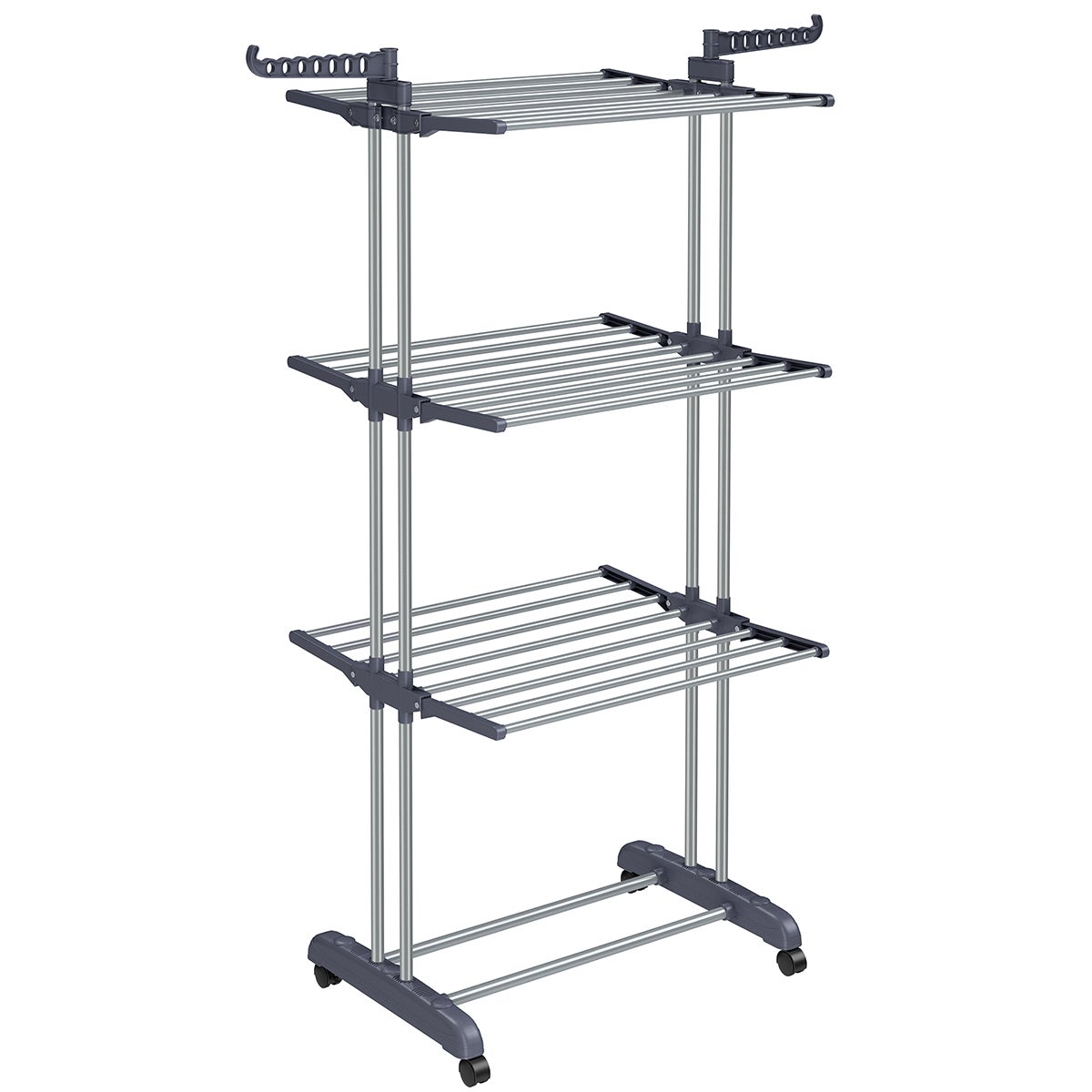 Songmics Tendedero, Tendedero Plegable De 4 Niveles, Tendedero Móvil, Con Ruedas, Alas Plegables, 63,5 X 128 X 173 Cm, Gran Capacidad, Gris , Leroy Merlin