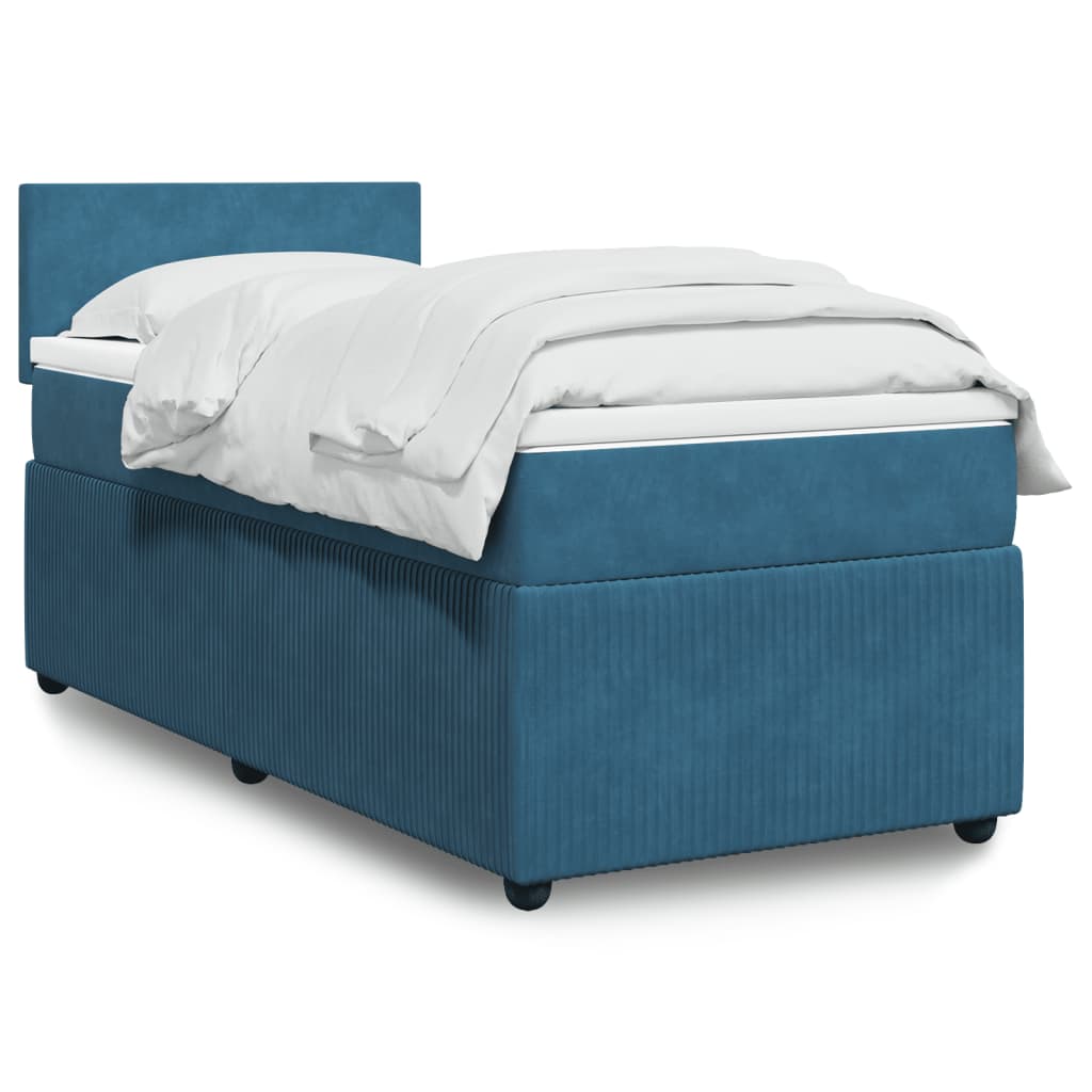 Sommier à lattes de lit avec matelas bleu 100x200 cm — COMFORTXL - 2