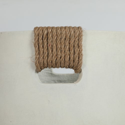 Lot de 2 Pots de Fleurs Ronds Aspect Béton - Jardinières Intérieur Extérieur avec Drainage - Blanc Cassé - Ø37 et Ø46 cm - 6