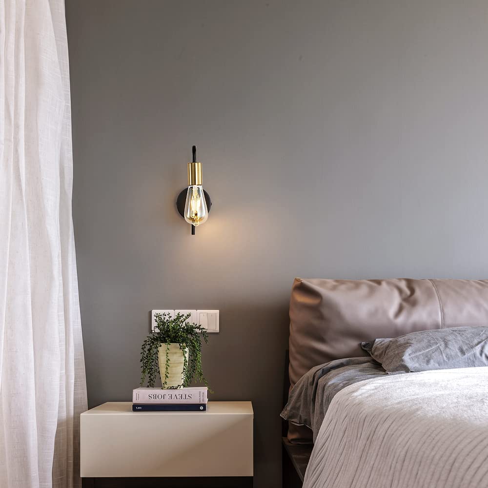GOECO Pack de 2 Apliques de pared vintage, lámpara de pared industrial para interiores, foco de pared de hierro retro para barra de pasillo dormitorio - 3
