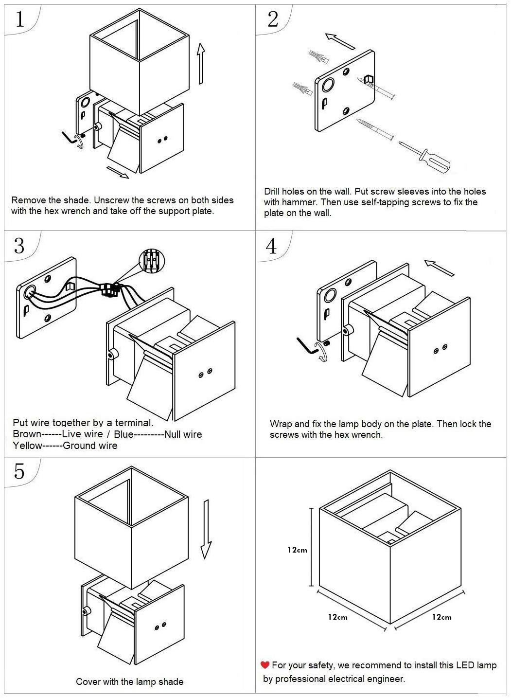 Applique murale extérieure/intérieure à faisceau lumineux réglable, cube LED étanche IP65, 22 W - 4