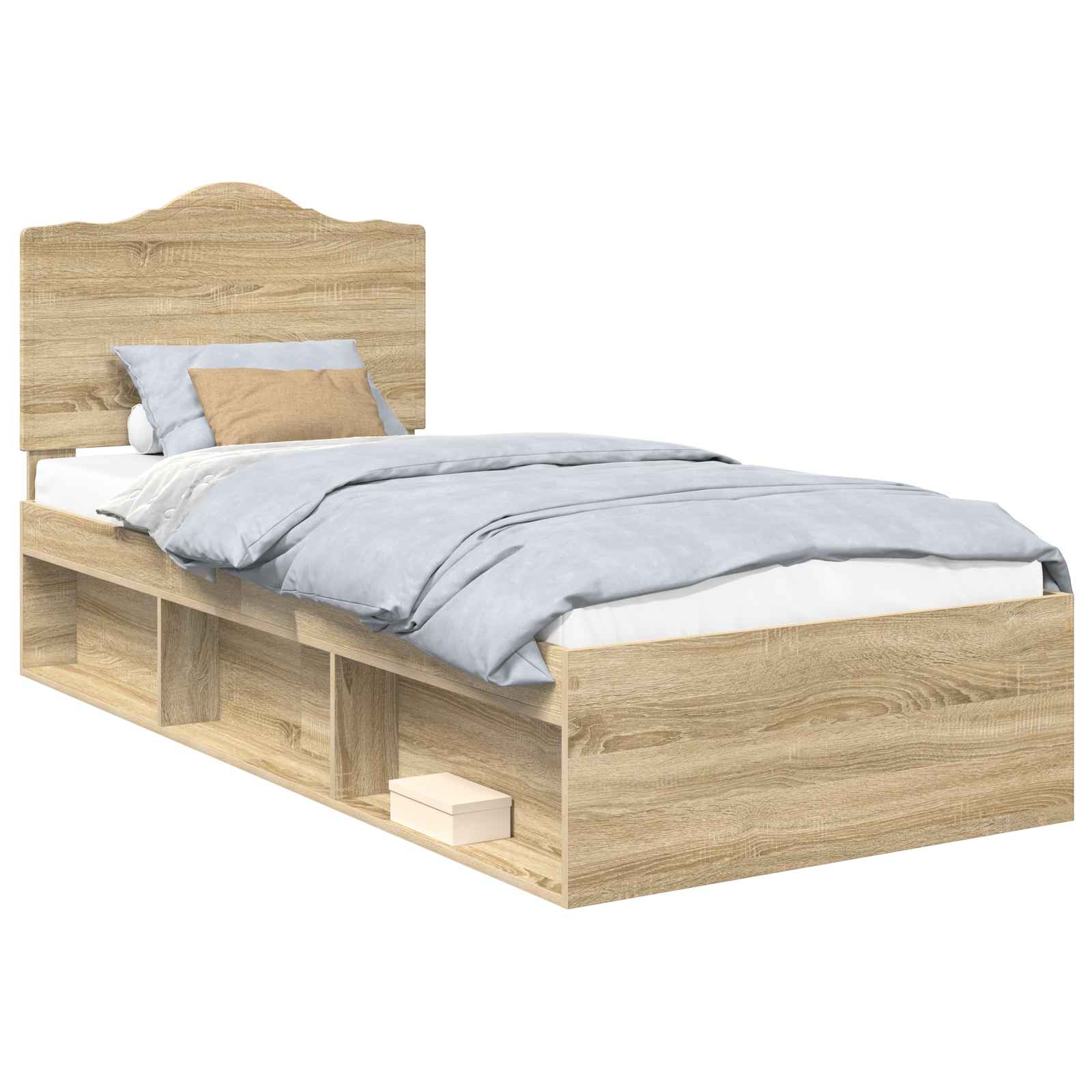 Cadre de lit en pin massif, chêne, pour la chambre, 75 × 190 cm - 2