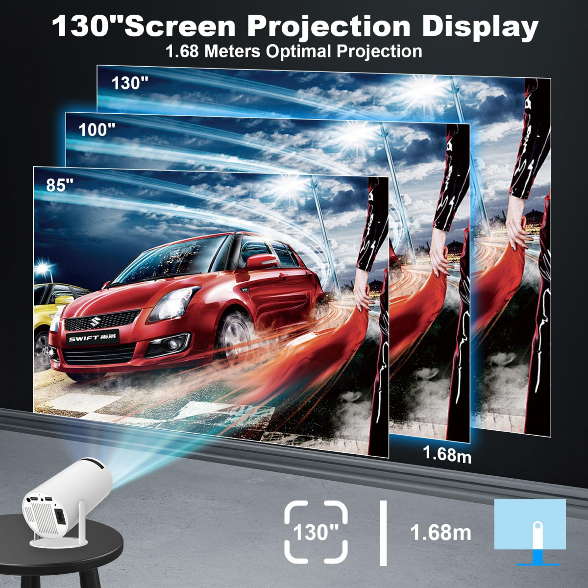 Projecteur 4K Videoprojecteur WiFi 6, Android 11 Retroprojecteur 1080P Full HD Supporté pour TÉLÉPhone PC 180° Rotation - 5