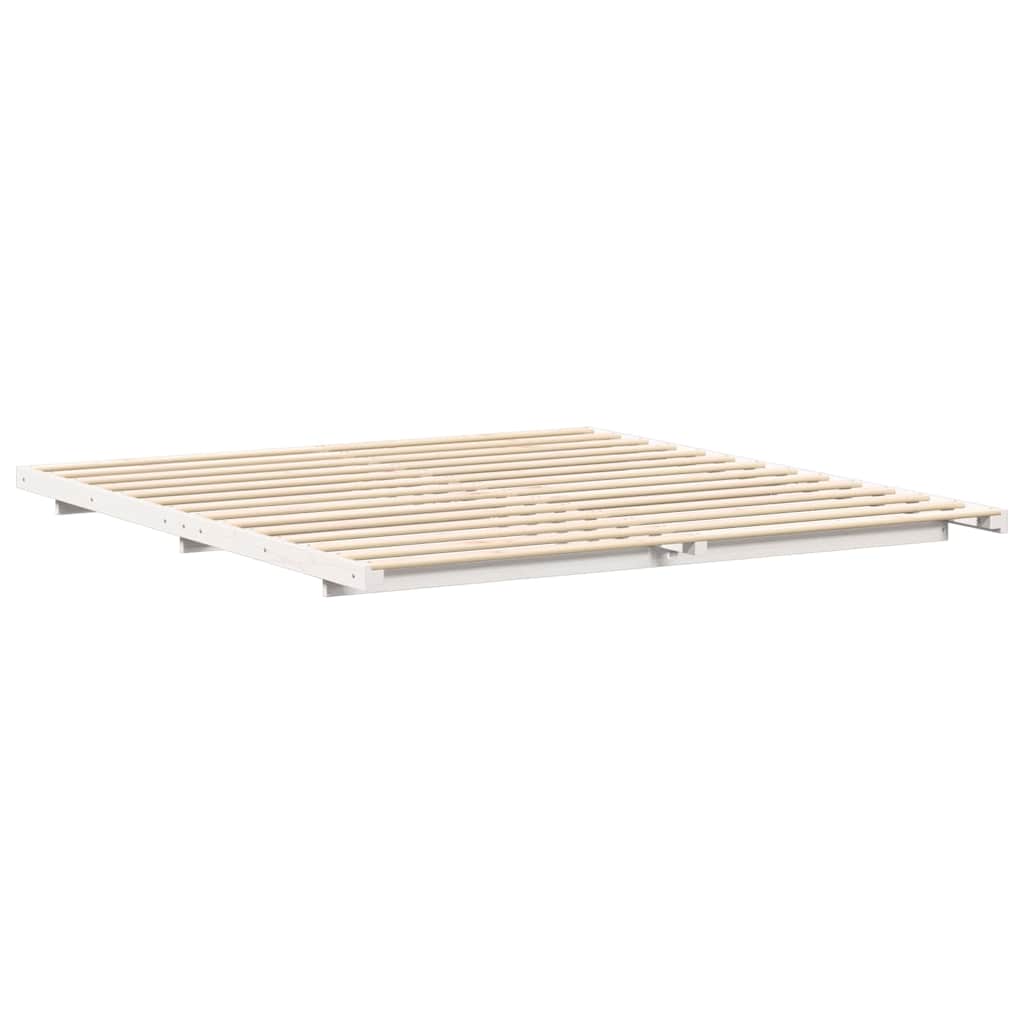 Cadre de lit blanc en pin massif pour la chambre, 200 × 210 cm - 7