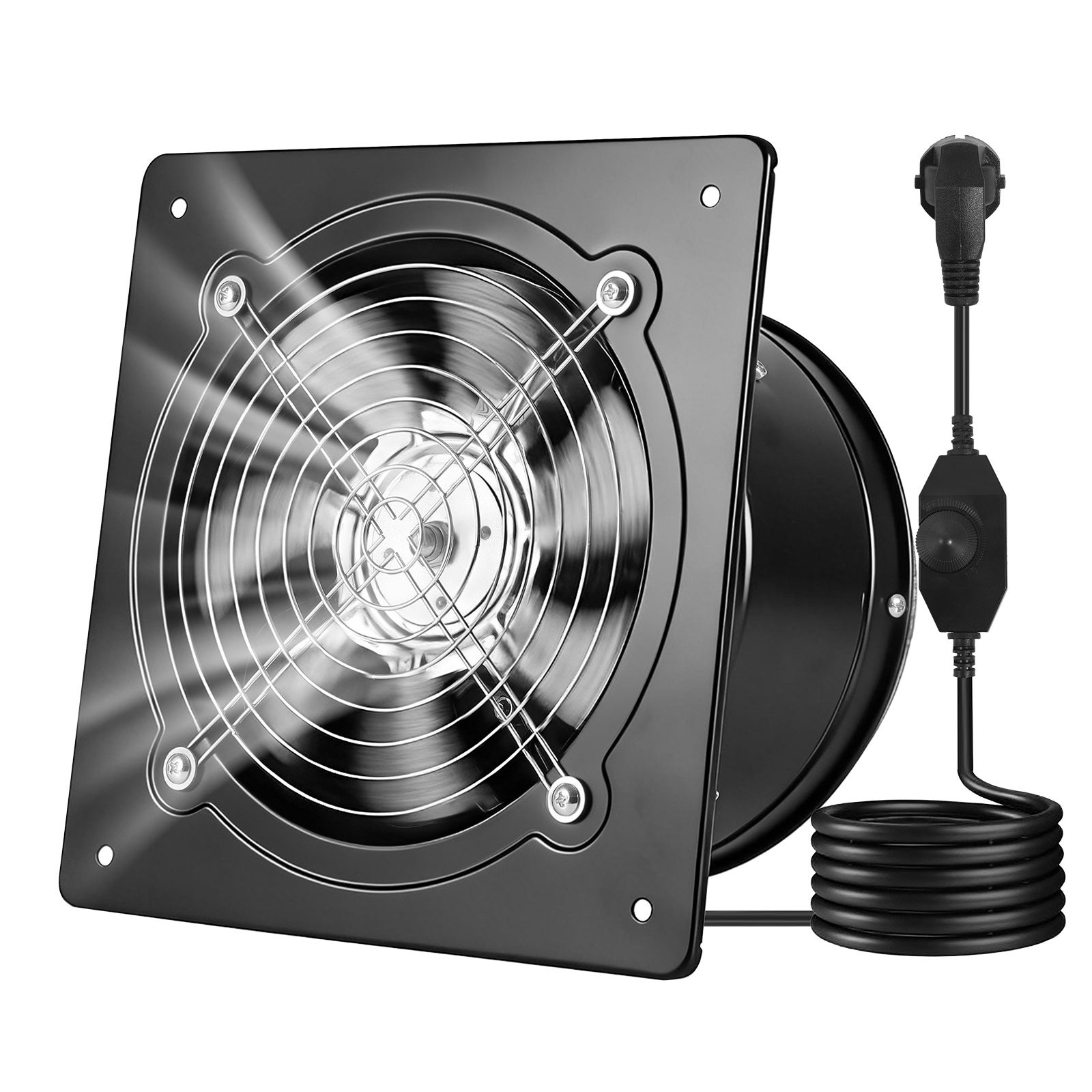 Vevor ventilateur extraction mural 20,3 cm ventilateur extracteur 980 m³h extracteur deair pour grenier, garage, sous-sol, atelier, cuisine, faible consommation 48 w, avec variateur de vitesse, noir