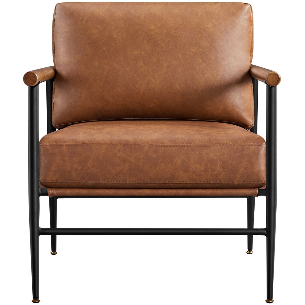 Vintager Fauteuil rembourré rétro en cuir respirant pour salle à manger