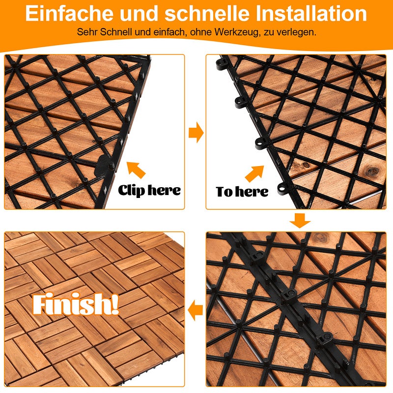 99x Dalles de terrasse jardin clipsables en bois composite 30 x 30 cm Type classique Revêtement de sol extérieur - 3