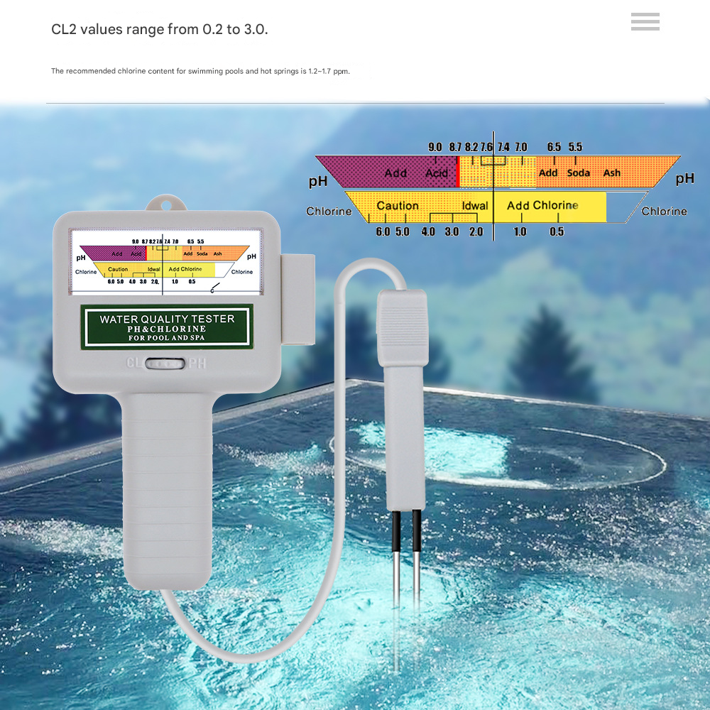 Medidor de pH e Cloro - Medidor portátil de qualidade da água, ideal para piscinas, água potável, spas e aquários. - 3