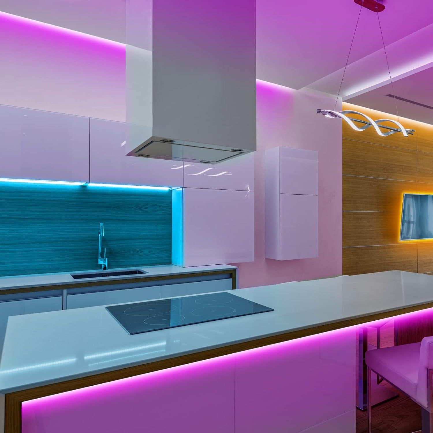 Ruban Led 10M,Bande Led 5050 RGB ,Led Ruban Lumineuse Flexible Multicolore avec Télécommande 24 Touches，Utilisé pour la décoration de maison - 2