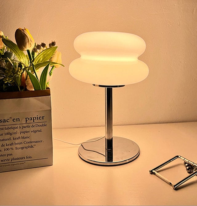 Kryształowe lampy nocne, nowoczesna lampa nocna w kształcie ciasta jajecznego do stolika nocnego, lampa retro biurka z 3 kolorami, białym